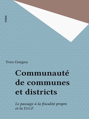 cover image of Communauté de communes et districts